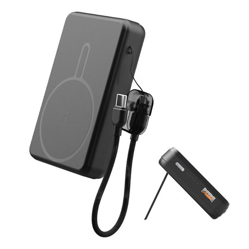 스마텍 난연 반고체 맥세이프 22.5W 보조배터리 거치대 10000 기내반입, 블랙, STPB-SOLID10