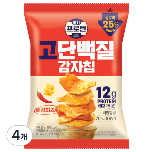 이지프로틴 고단백질 감자칩 매콤치즈맛, 4개, 50g