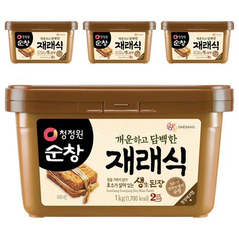 청정원순창 개운하고 담백한 재래식 생된장, 1kg, 4개