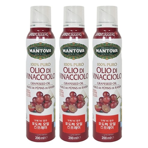 만토바 포도씨 오일스프레이, 200ml, 3개