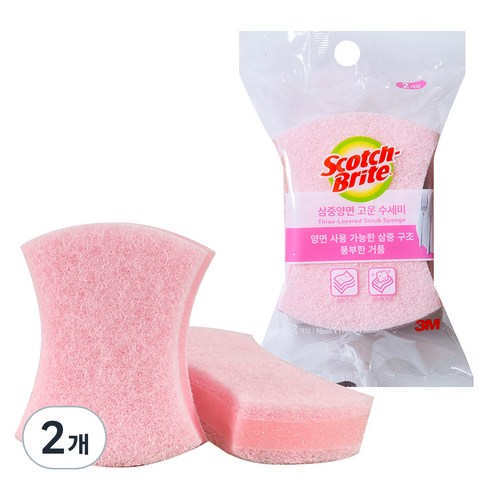 3M 스카치브라이트 삼중양면 고운수세미, 2개입, 2개
