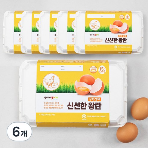 곰곰 무항생제 신선한 왕란, 15구, 6개