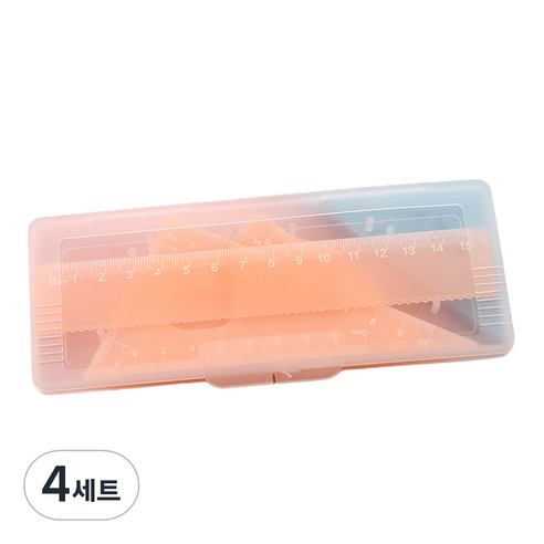 세븐집 파스텔 삼각자 각도기 4종 세트, 오렌지, 4세트