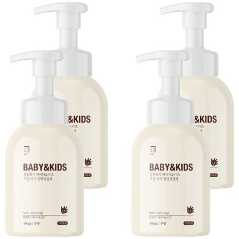 살림백서 베이비 앤 키즈 포밍 아기 젖병세정제 무향, 4개, 500ml