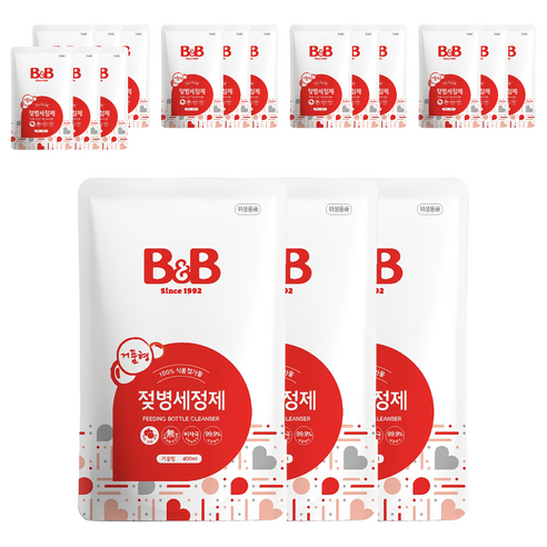 비앤비 거품형 젖병세정제 리필, 400ml, 18개