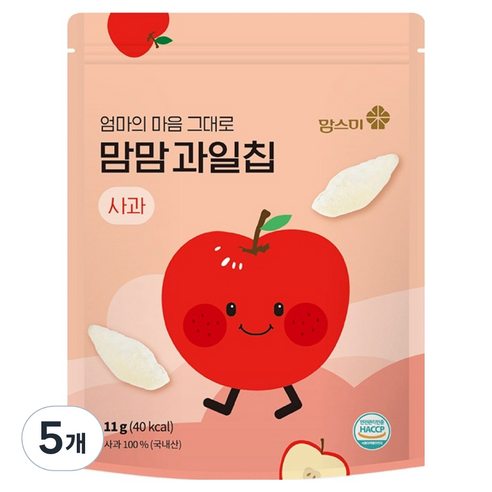 맘스미 유아용 맘맘 과일칩 사과, 11g, 5개