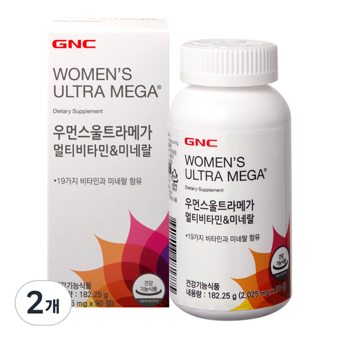 GNC 우먼스 울트라 메가 멀티 비타민앤 미네랄 90정, 182.25g, 2개