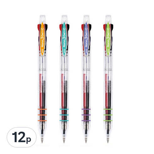 자바펜 나노 3겔 앤 C 3색 중성볼펜 0.3mm, 오렌지+라임+민트+라벤더, 12p