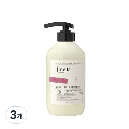제이멜라 인 프랑스 시그니처 로즈 스웨이드 헤어 샴푸, 500ml, 3개