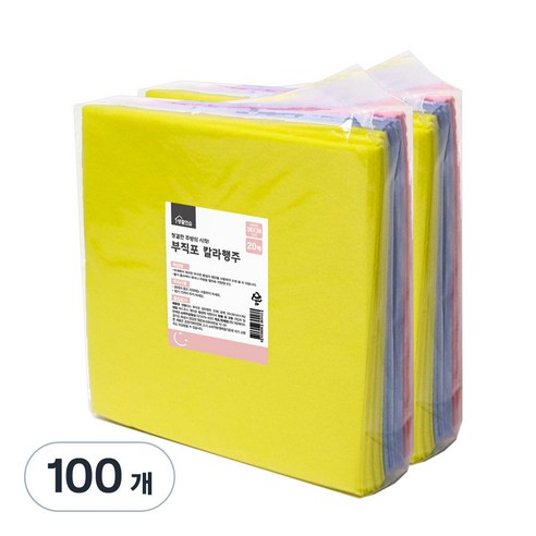생활미소 부직포 칼라 행주 랜덤 발송, 100개