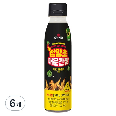 몽고간장 청양초 매운간장 약간매운맛, 330g, 6개