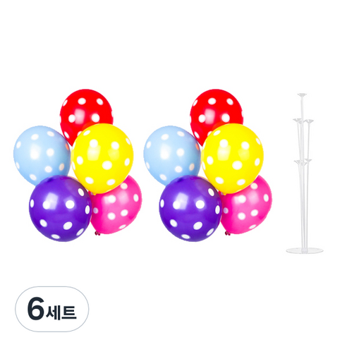 파티쇼 풍선꽂이장식세트 70cm, 도트인쇄(랜덤 발송), 6세트