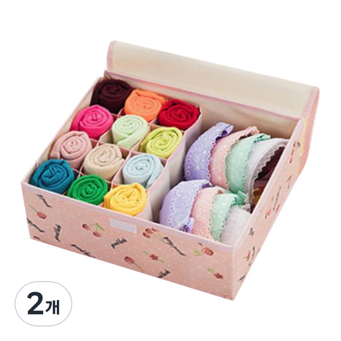 마켓감성 패브릭 속옷 수납박스 타입3, 2개