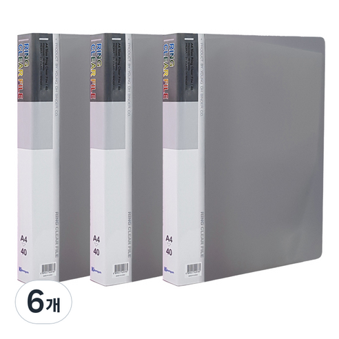 영오 링 클리어파일 40매, 흑색, 6개