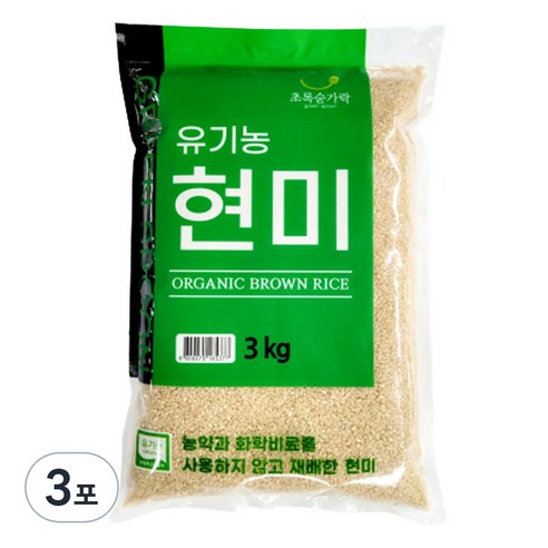초록숟가락 유기농 현미, 3kg, 3개