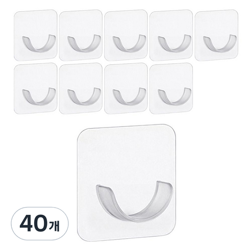 리빙홈디테일 무타공 압축봉 고정홀더 걸이 GE-13, 투명, 40개