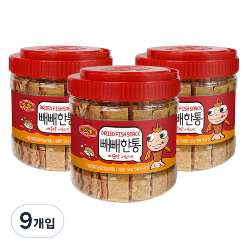 머거본 빼빼한통 매운맛 어포스낵, 120g, 9개