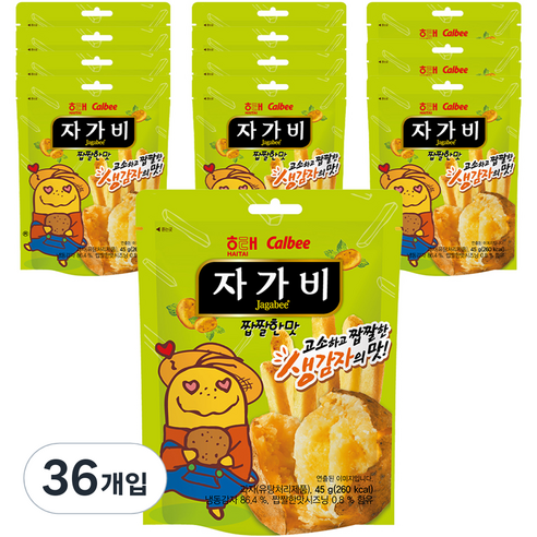 해태제과 자가비 짭짤한맛 스낵 파우치, 45g, 36개입