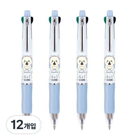 자바펜 펫 초점점도 유성볼펜 + 샤프 0.5mm, 블루, 12개입