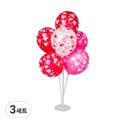 파티쇼 풍선꽂이장식세트70cm 인쇄, 하트혼합, 3세트