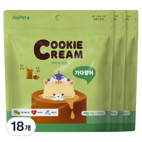 조이펫 고양이 쿠키 앤 크림 간식, 가다랑어, 60g, 18개