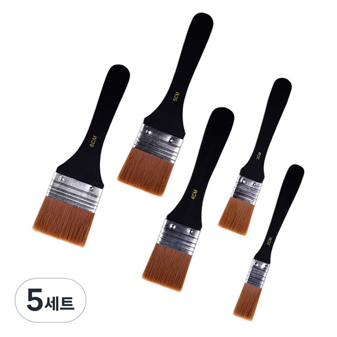 코히모 다용도 아트 브러쉬 5종 세트 4W268, 5세트, 21 x 6 cm, 20 x 5 cm, 19.3 x 4 cm, 18.6 x 3 cm, 17.4 x 2 cm