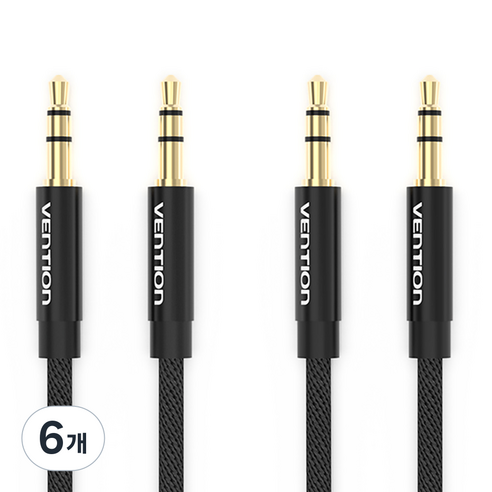 벤션 골드블랙 3.5mm AUX 케이블 1m 직조재킷 2p, 혼합 색상, 6개