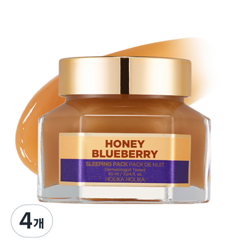 홀리카홀리카 꿀피부 슬리핑팩 블루베리 꿀 리뉴얼, 90ml, 4개