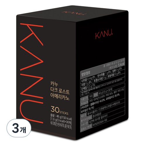 카누 다크 로스트 아메리카노 원두커피믹스, 1.6g, 30개입, 3개