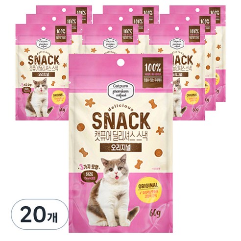 캣퓨어 고양이 딜리셔스 스낵, 20개, 60g, 오리지널