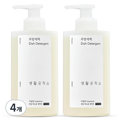 생활공작소 주방세제 자몽, 500ml, 4개