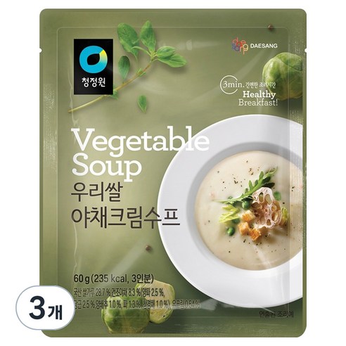 청정원 우리쌀 야채크림수프, 60g, 3개
