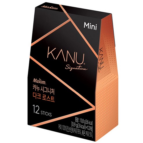 맥심 카누 시그니처 다크 로스트 미니 원두커피믹스, 0.9g, 12개