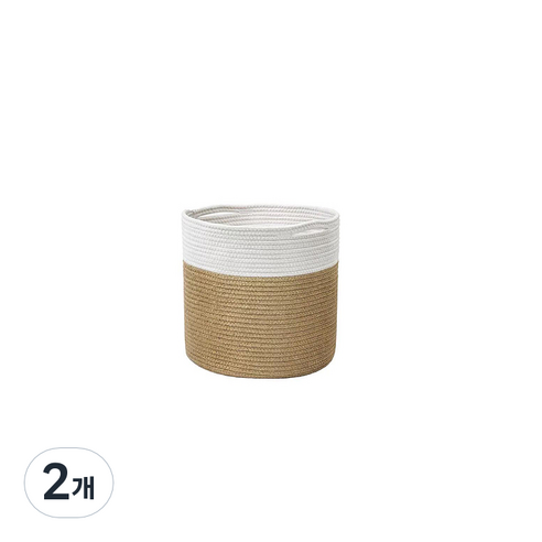 GUNU 홈인테리어 로프 다용도 바구니 20cm, 옐로우화이트, 2개
