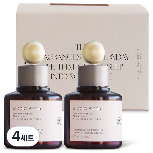 올챌린지 디퓨저, 무디우드, 100ml, 4세트