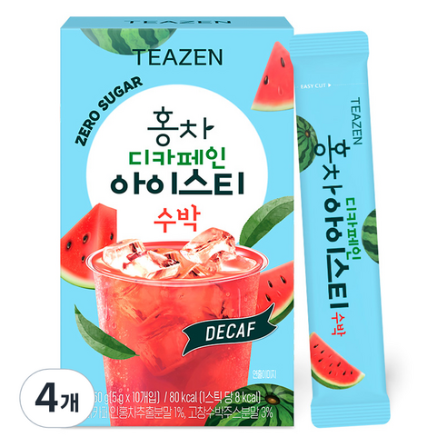 티젠 홍차 디카페인 아이스티 수박, 5g, 4개, 10개입