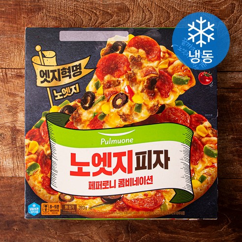 풀무원 노엣지 꽉찬 토핑 피자 페퍼로니 콤비네이션 (냉동), 393g, 4개