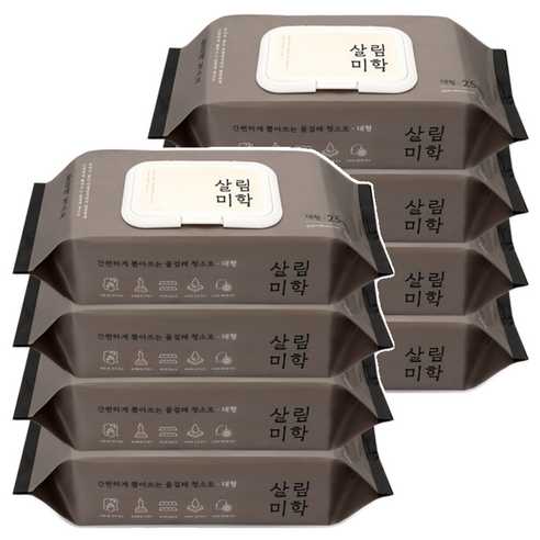 살림미학 대형 물걸레 청소포 25매, 8개