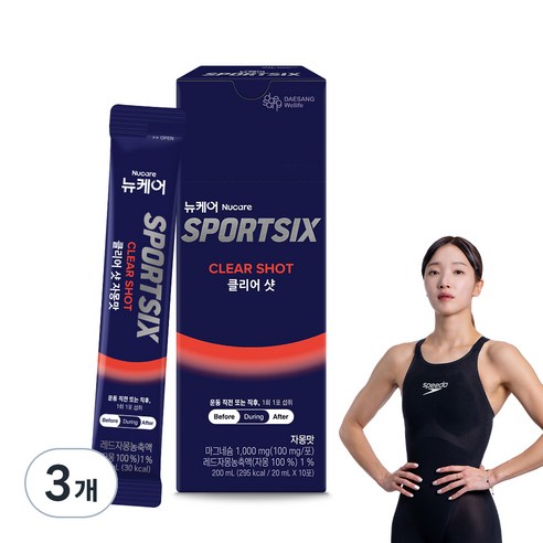 뉴케어스포식스 클리어 샷 헬스보조제, 3개, 200ml