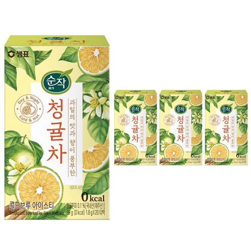 순작 콜드브루 아이스티 청귤차 티백, 1.8g, 20개입, 4개