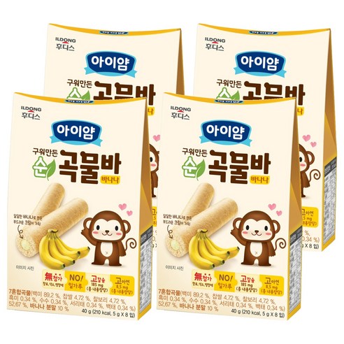 일동후디스 아이얌 순곡물바 바나나, 40g, 4개