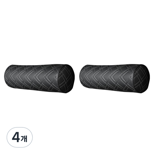 디테일링 우븐블럭 차량용 목쿠션, 블랙 + 그레이, 4개