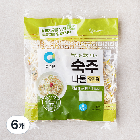 청정원 요리용 숙주나물, 200g, 6개