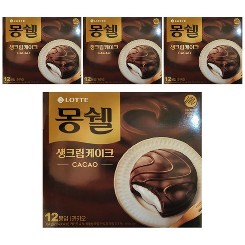 몽쉘 생크림케이크 카카오, 384g, 4개
