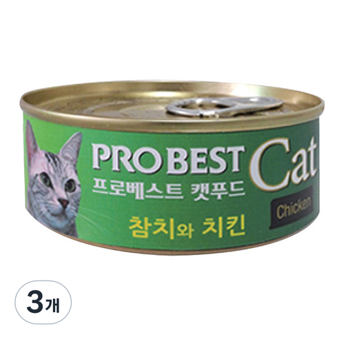 프로베스트 캣푸드 고양이 간식캔, 참치 + 치킨 혼합맛, 3개