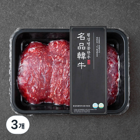 횡성한우 1등급 이상 얇은 불고기 (냉장), 300g, 3개