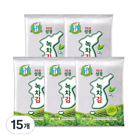 성경식품 지도표 성경 녹차김, 37g, 15개