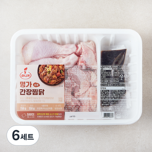 마니커 명가 간장 찜닭 750g + 소스 150g 세트 (냉장), 6세트