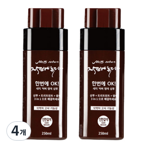 멜츠네이처 고삼추출물 5분 새치 염색 샴푸 250ml, 진한갈색, 4개