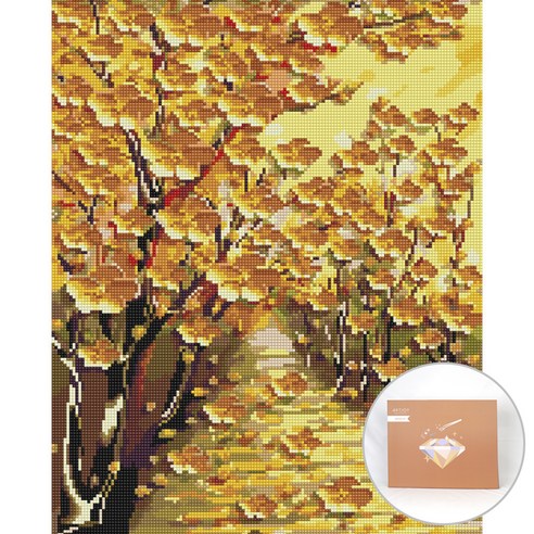 아트조이 DIY 보석 십자수 캔버스형 50 x 40 cm, 황금꽃길, 1개